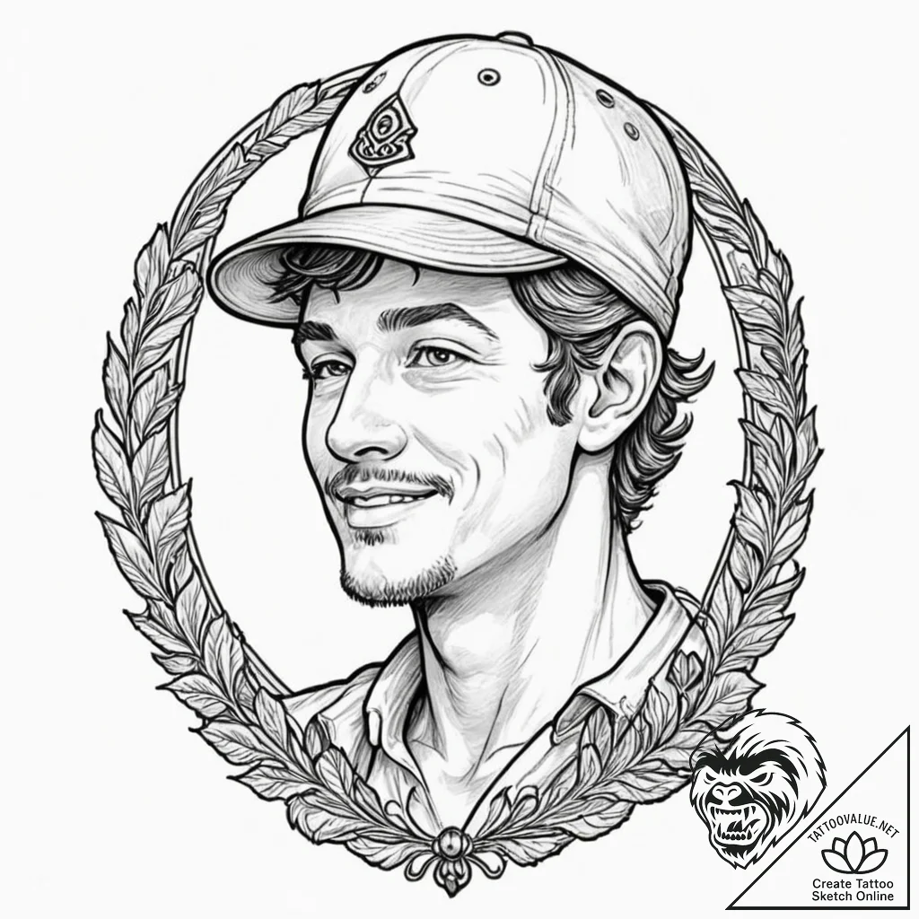 A sketch of dustin with his "thinking cap", s... - tattoo sketch (№1753089971_0, 21.07.2025 09:26) — tattoovalue.net