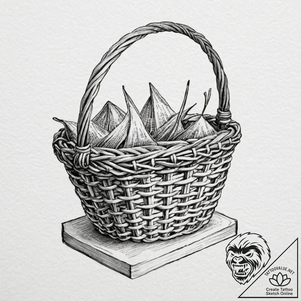Tattoo sketch a delicate, woven basket patter... - tattoo sketch (№1753090052_0, 21.07.2025 09:27) — tattoovalue.net