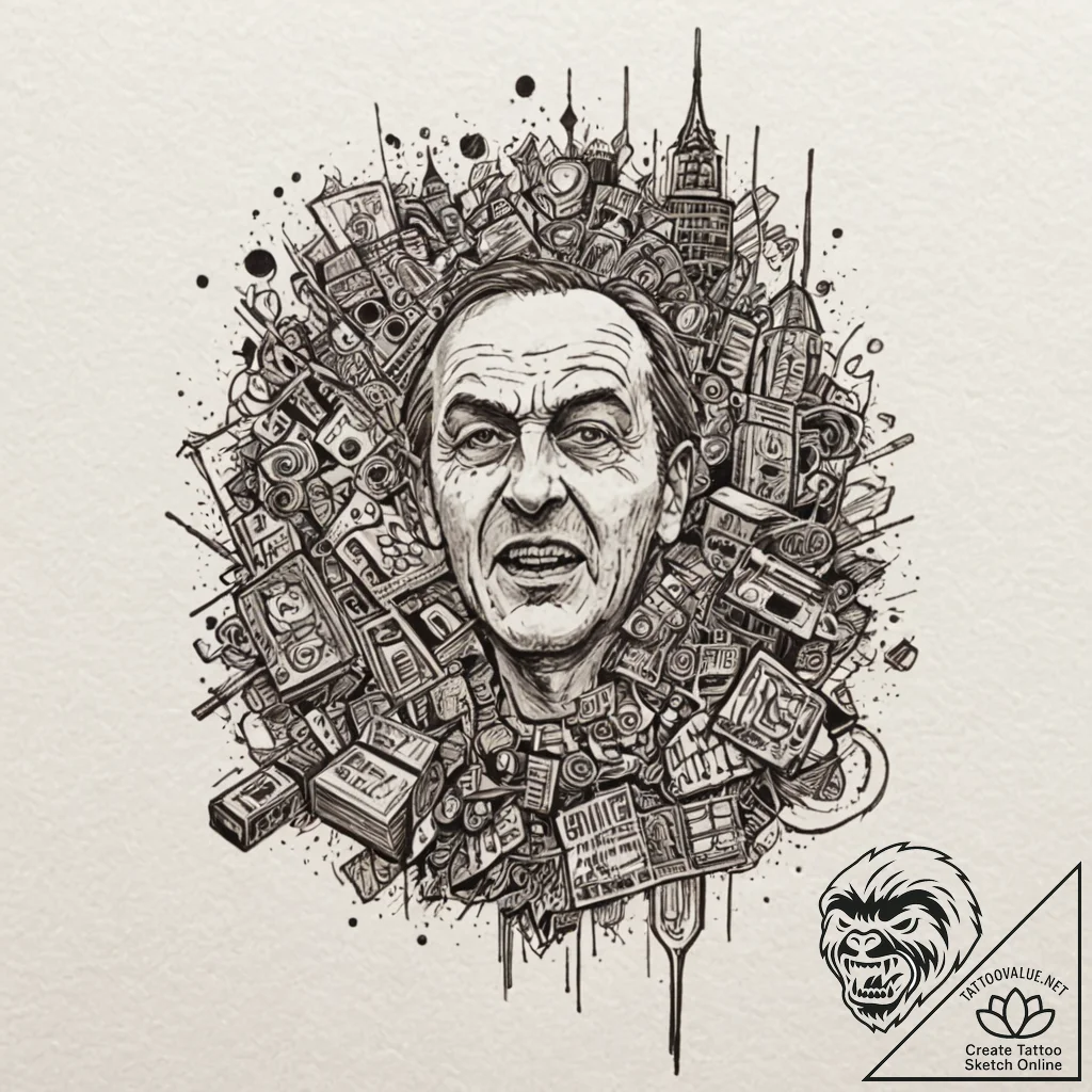 A sketch of the final, chilling photograph at... - tattoo sketch (№1753090303_0, 21.07.2025 09:31) — tattoovalue.net