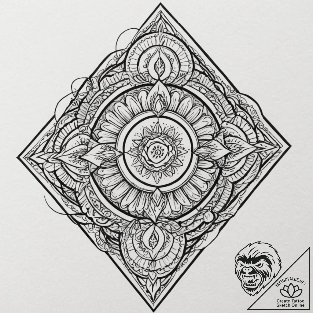 Tattoo sketch a "level up" icon with abstract... - tattoo sketch (№1753090716_0, 21.07.2025 09:38) — tattoovalue.net