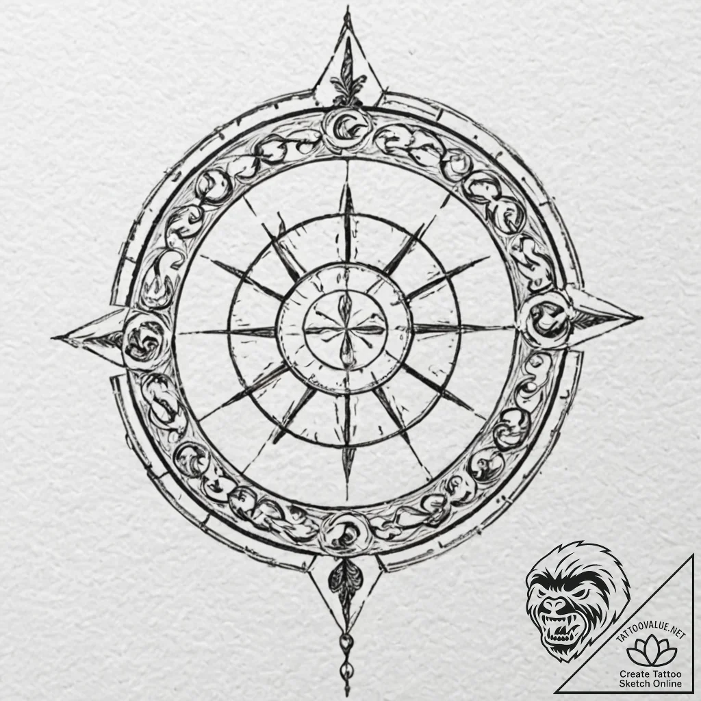 Tattoo sketch a zodiac glyph with a rough, ha... - tattoo sketch (№1753091215_0, 21.07.2025 09:46) — tattoovalue.net