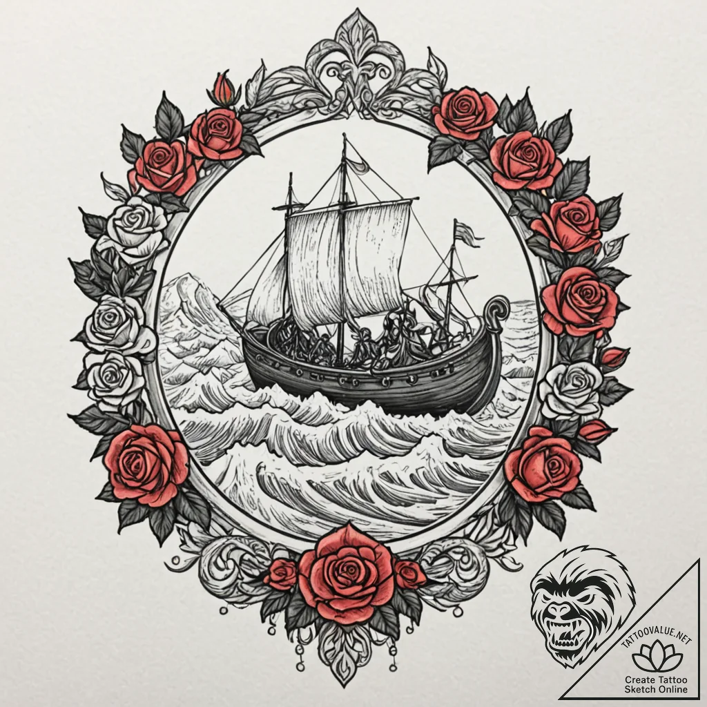 Tattoo sketch a powerful viking longship cutt... - tattoo sketch (№1753092042_0, 21.07.2025 10:00) — tattoovalue.net