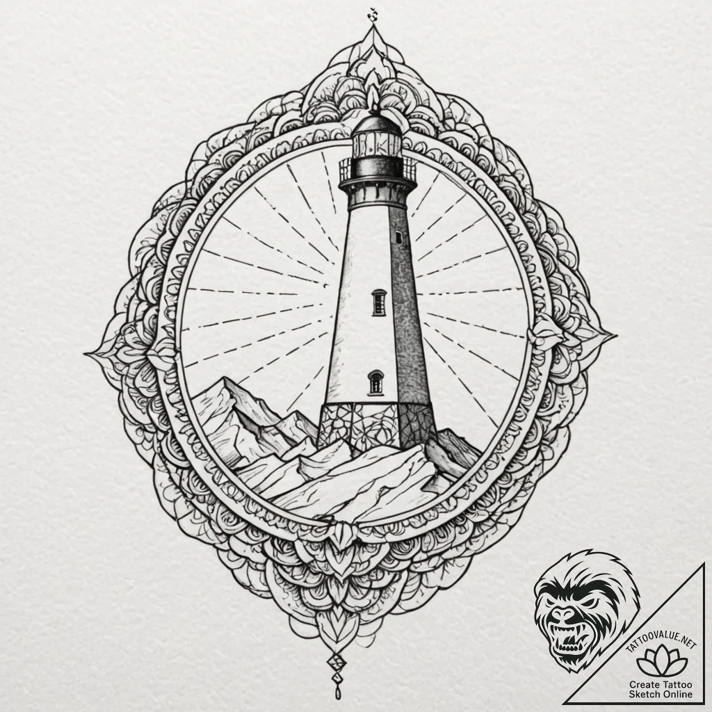 Tattoo sketch a lighthouse, solitary but stro... - tattoo sketch (№1753092790_0, 21.07.2025 10:13) — tattoovalue.net