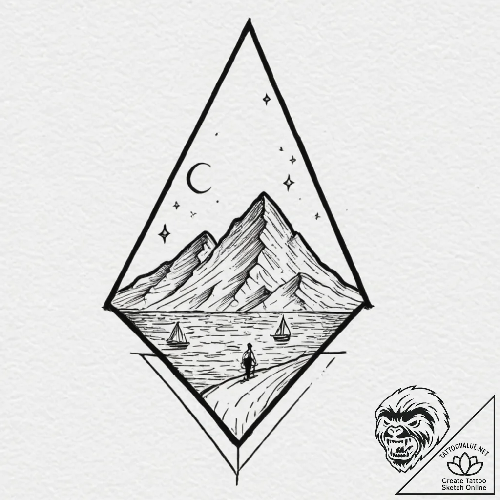 Tattoo sketch a solid blackwork triangle poin... - tattoo sketch (№1753093289_0, 21.07.2025 10:21) — tattoovalue.net