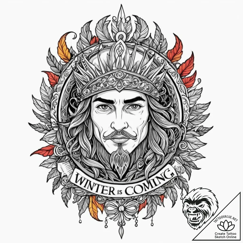 A chicano lettering tattoo of "winter is comi... - tattoo sketch (№1753093870_0, 21.07.2025 10:31) — tattoovalue.net