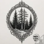Pine, ink illustration for tattoo, on a clean… – tattoo sketch (№1753094201_0, 21.07.2025 10:36) — tattoovalue.net