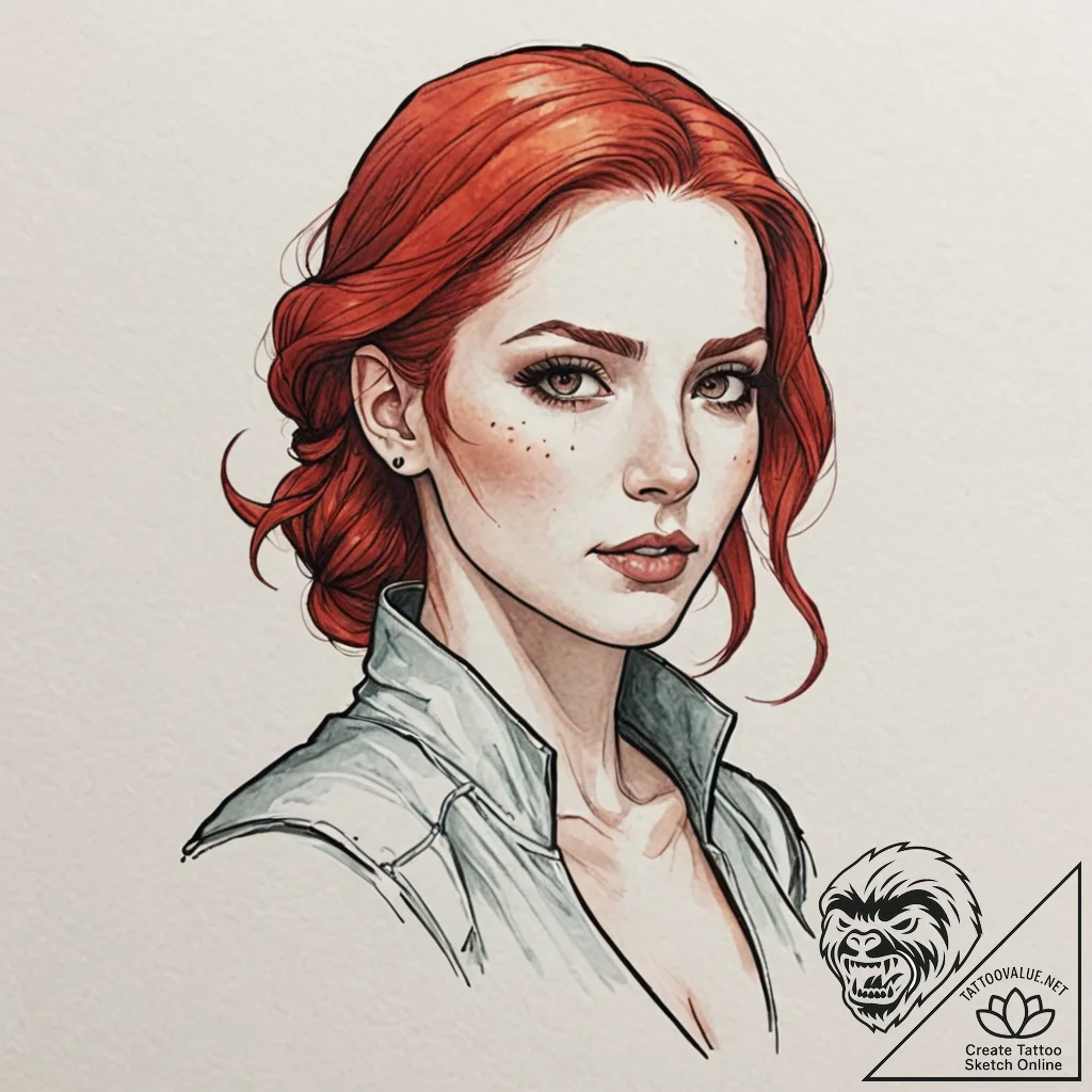 A neo-traditional tattoo of triss merigold, w... - tattoo sketch (№1753094780_0, 21.07.2025 10:46) — tattoovalue.net
