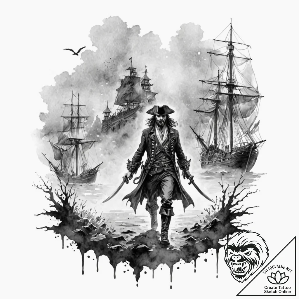 A watercolor sketch of the mysterious fog fro... - tattoo sketch (№1753095278_0, 21.07.2025 10:54) — tattoovalue.net