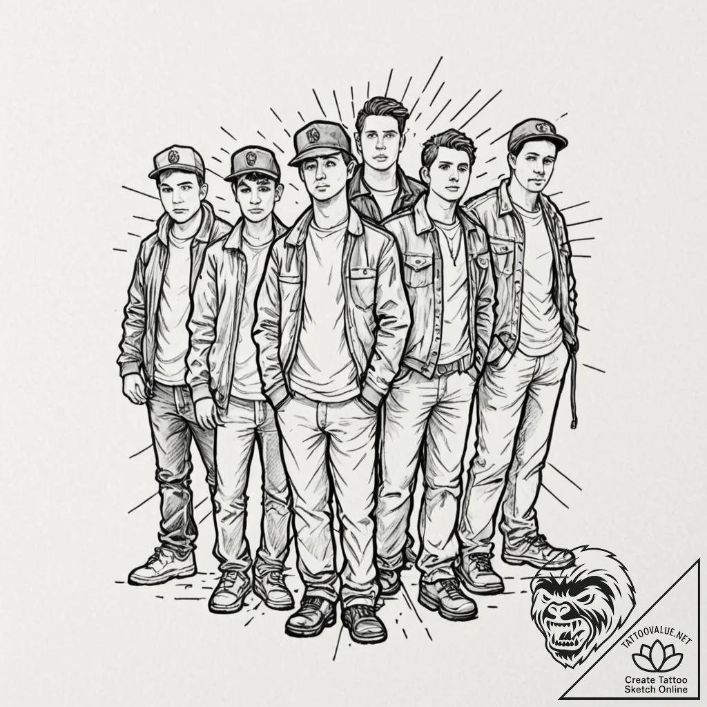 A sketch of the main characters from the usua... - tattoo sketch (№1753095360_0, 21.07.2025 10:56) — tattoovalue.net