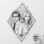 A watercolor tattoo of the main characters fr… – tattoo sketch (№1753095444_0, 21.07.2025 10:57) — tattoovalue.net
