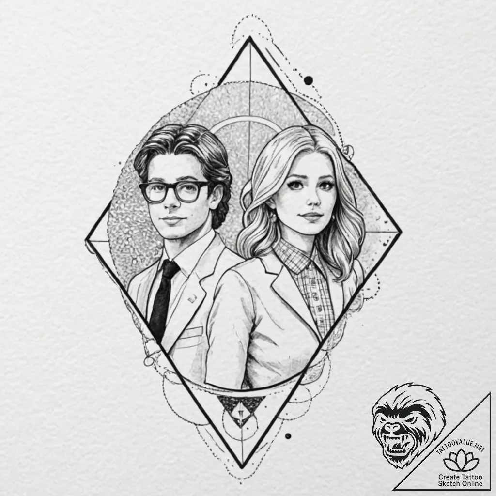 A watercolor tattoo of the main characters fr... - tattoo sketch (№1753095444_0, 21.07.2025 10:57) — tattoovalue.net