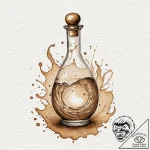 Tattoo design a magic potion bottle with a sw… – tattoo sketch (№1753095610_0, 21.07.2025 11:00) — tattoovalue.net