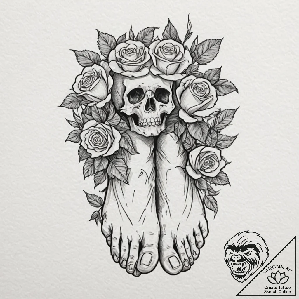 A watercolor tattoo of the big, booted foot f... - tattoo sketch (№1753095776_0, 21.07.2025 11:02) — tattoovalue.net