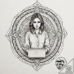 A journalist in a flak jacket, typing on a la… – tattoo sketch (№1753096190_0, 21.07.2025 11:09) — tattoovalue.net