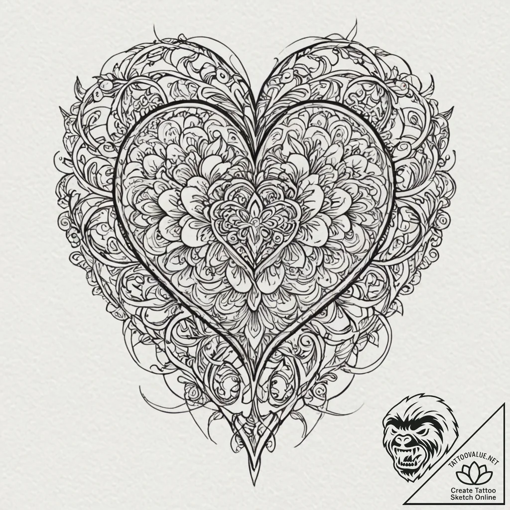 Tattoo sketch a 'sacred heart' symbol with a... - tattoo sketch (№1753096520_0, 21.07.2025 11:15) — tattoovalue.net