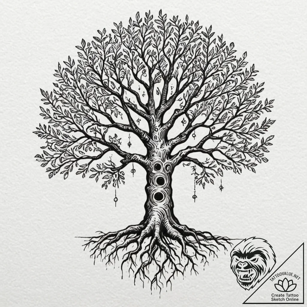 Tattoo design: a depiction of the tree of lif... - tattoo sketch (№1753097102_0, 21.07.2025 11:25) — tattoovalue.net