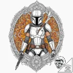 Chicano style tattoo of a female mandalorian… – tattoo sketch (№1753097268_0, 21.07.2025 11:27) — tattoovalue.net
