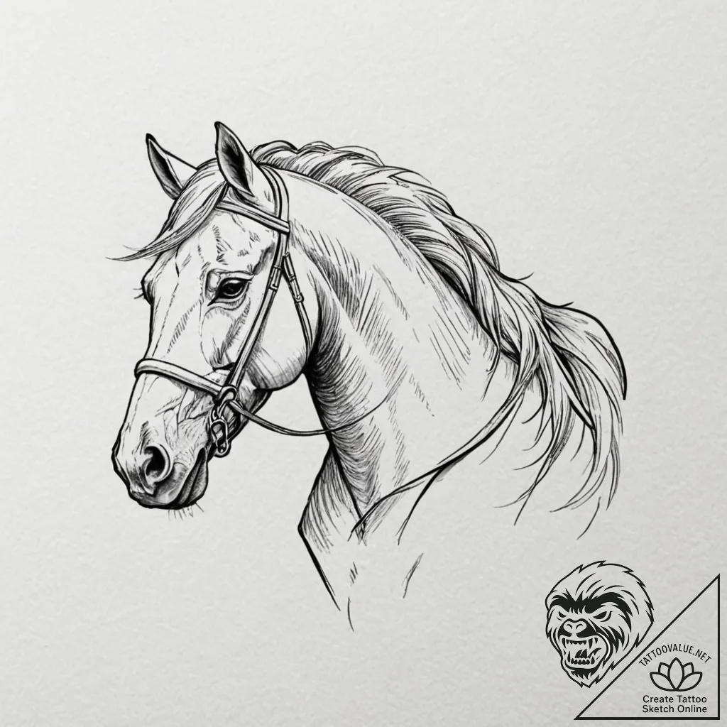 A sketch of roach, geralt's loyal horse., tat... - tattoo sketch (№1753097598_0, 21.07.2025 11:33) — tattoovalue.net