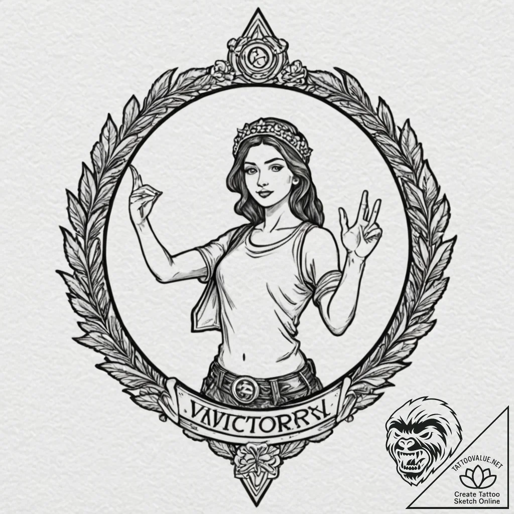 Tattoo design a stylized "victory royale" ban... - tattoo sketch (№1753098016_0, 21.07.2025 11:40) — tattoovalue.net