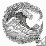 A powerful wave crashing against black volcan… – tattoo sketch (№1753098098_0, 21.07.2025 11:41) — tattoovalue.net
