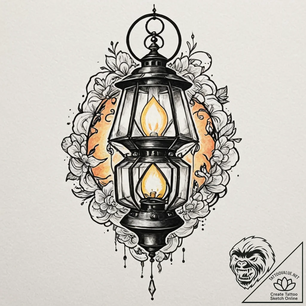 Tattoo design a fantasy adventurer's lantern... - tattoo sketch (№1753098181_0, 21.07.2025 11:43) — tattoovalue.net