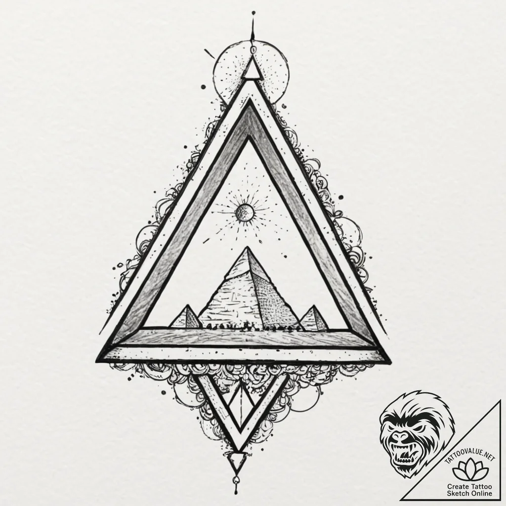 Tattoo design a geometric "pyramid" symbolizi... - tattoo sketch (№1753098348_0, 21.07.2025 11:45) — tattoovalue.net