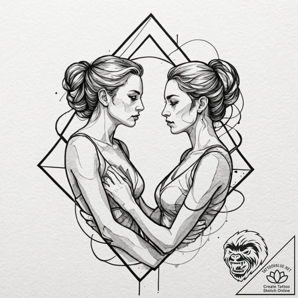 Tattoo sketch gemini twin figures created fro... - tattoo sketch (№1753098431_0, 21.07.2025 11:47) — tattoovalue.net
