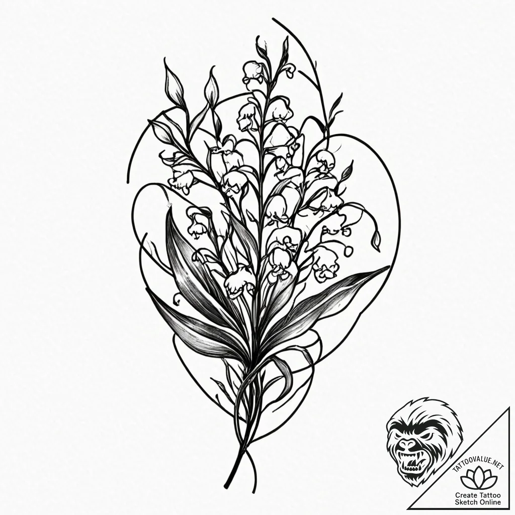 Tattoo design a lily of the valley, represent... - tattoo sketch (№1753098513_0, 21.07.2025 11:48) — tattoovalue.net
