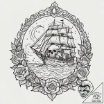 Tattoo sketch a ship sailing into a powerful… – tattoo sketch (№1753098597_0, 21.07.2025 11:49) — tattoovalue.net
