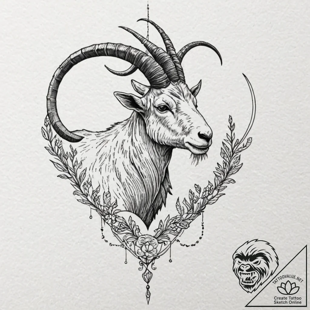 Tattoo design a capricorn goat-fish, half bla... - tattoo sketch (№1753099012_0, 21.07.2025 11:56) — tattoovalue.net