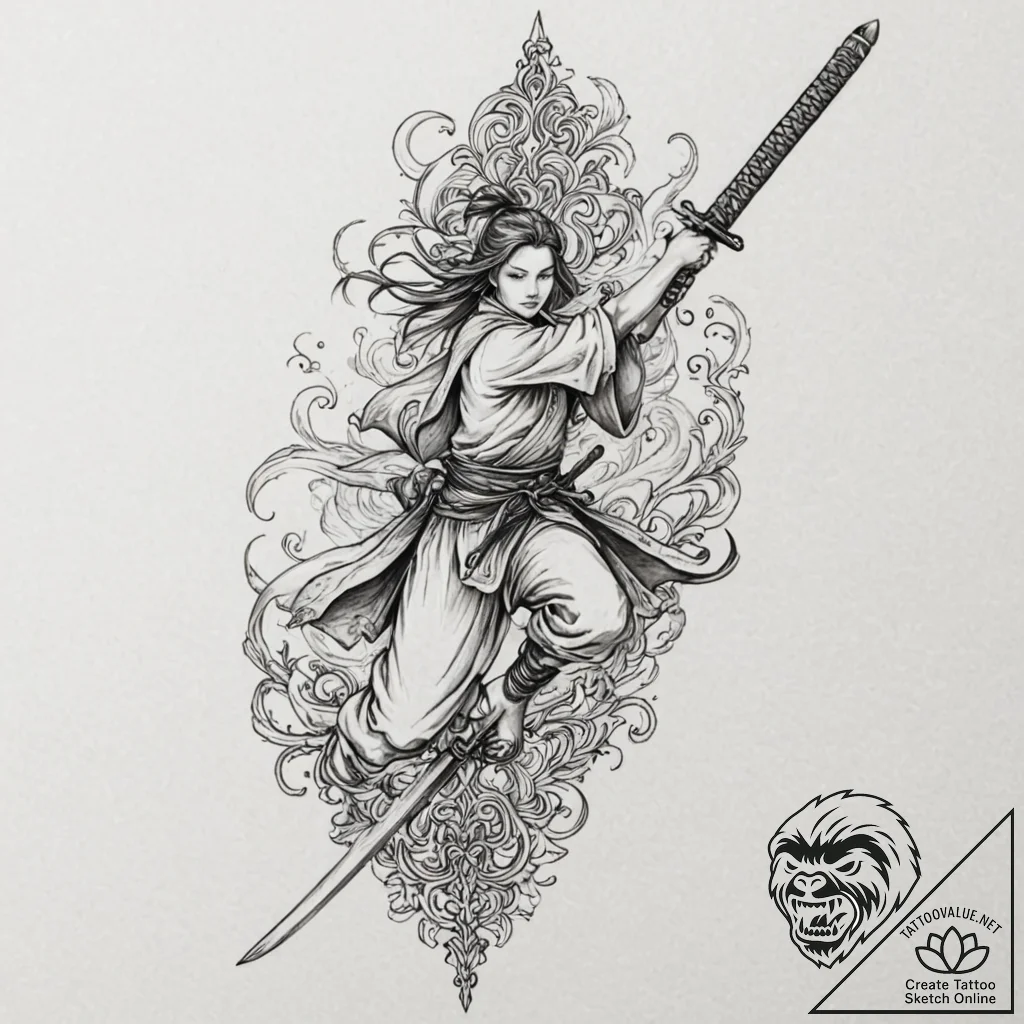 Tattoo sketch a katana or samurai sword pierc... - tattoo sketch (№1753099096_0, 21.07.2025 11:58) — tattoovalue.net