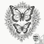 Tattoo design a single butterfly with two bod… – tattoo sketch (№1753099674_0, 21.07.2025 12:07) — tattoovalue.net