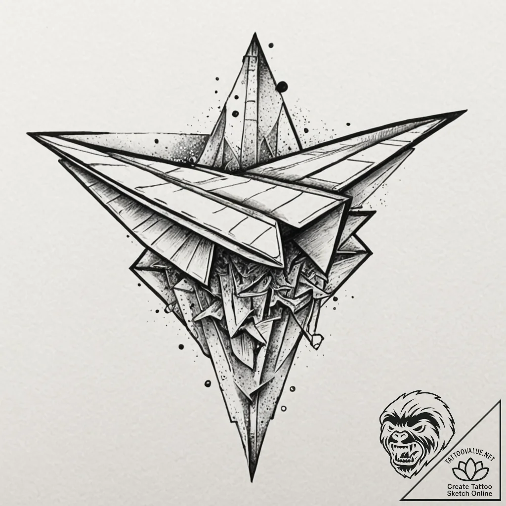 Tattoo design a classic paper airplane., tatt... - tattoo sketch (№1753099832_0, 21.07.2025 12:10) — tattoovalue.net