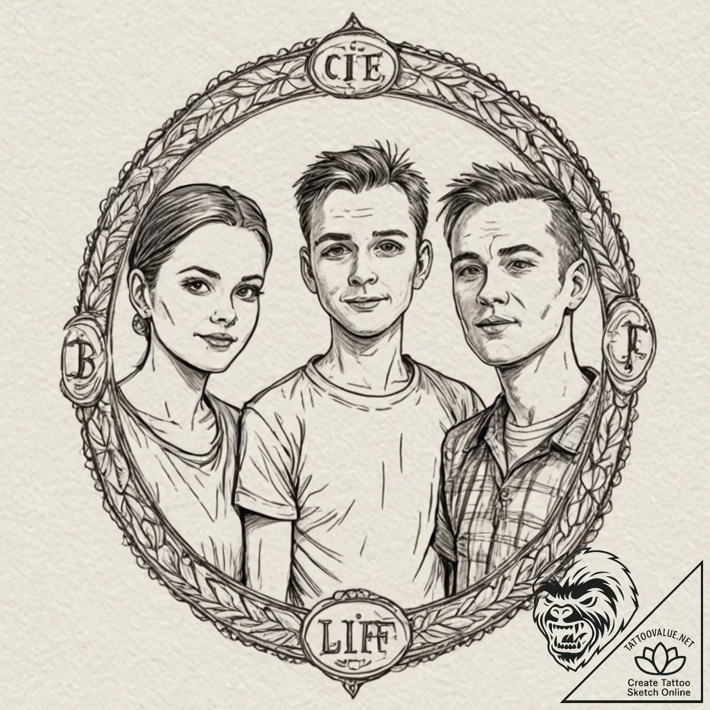 A sketch of the main characters from trainspo... - tattoo sketch (№1753099911_0, 21.07.2025 12:11) — tattoovalue.net