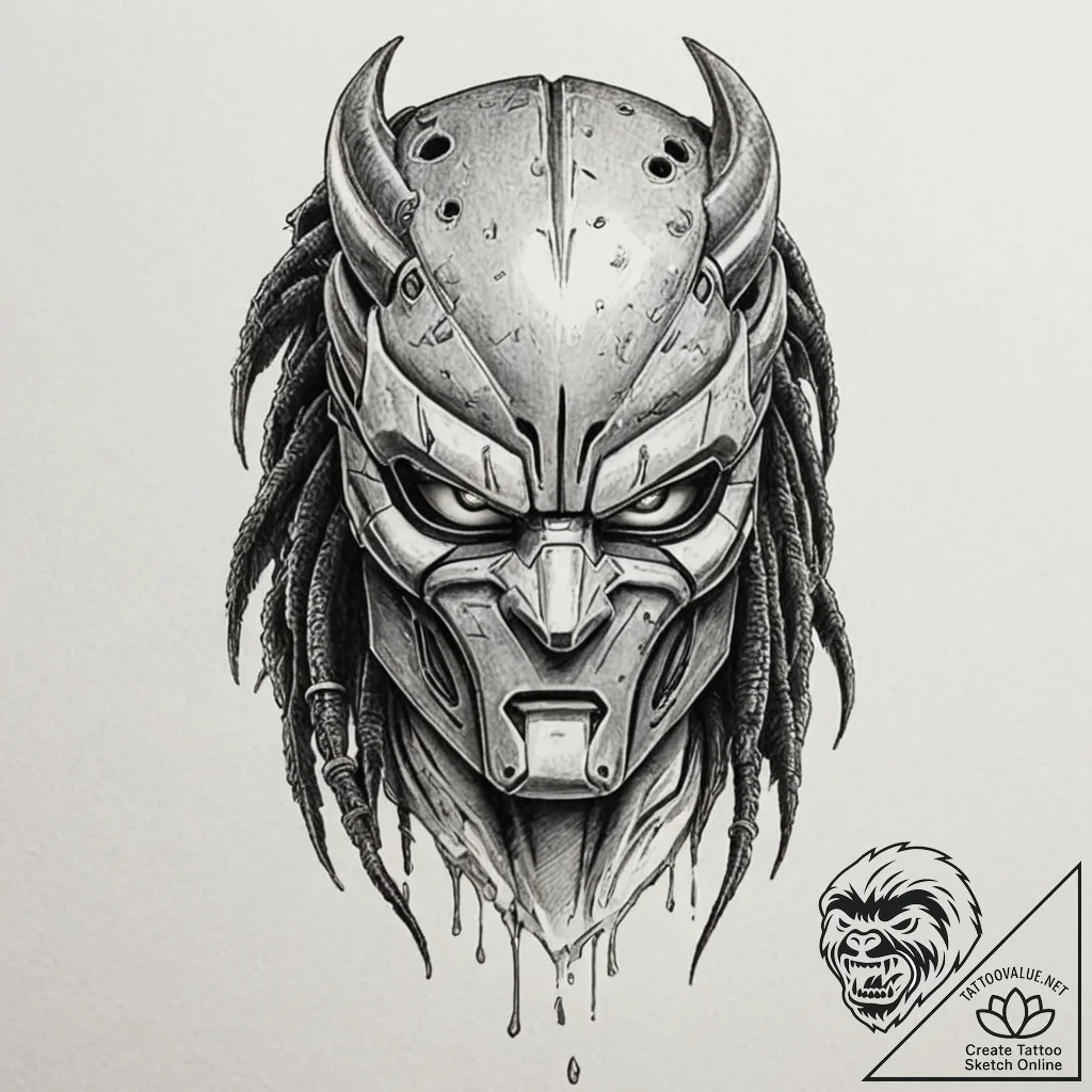 Neo-traditional tattoo of the predator's bio-... - tattoo sketch (№1753100080_0, 21.07.2025 12:14) — tattoovalue.net