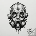 Tattoo sketch a post-apocalyptic gas mask wit… – tattoo sketch (№1753100584_0, 21.07.2025 12:23) — tattoovalue.net