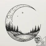 A watercolor sketch of the “moon river” scene… – tattoo sketch (№1753101175_0, 21.07.2025 12:32) — tattoovalue.net