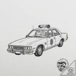 A tattoo of the “spinner” police car, detaile… – tattoo sketch (№1753101258_0, 21.07.2025 12:34) — tattoovalue.net