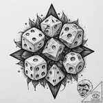 Dice, tattoo flash sheet design, blackwork ta… – tattoo sketch (№1753101427_0, 21.07.2025 12:37) — tattoovalue.net