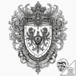 Coat of arms, artistic tattoo sketch, black o… – tattoo sketch (№1753101511_0, 21.07.2025 12:38) — tattoovalue.net