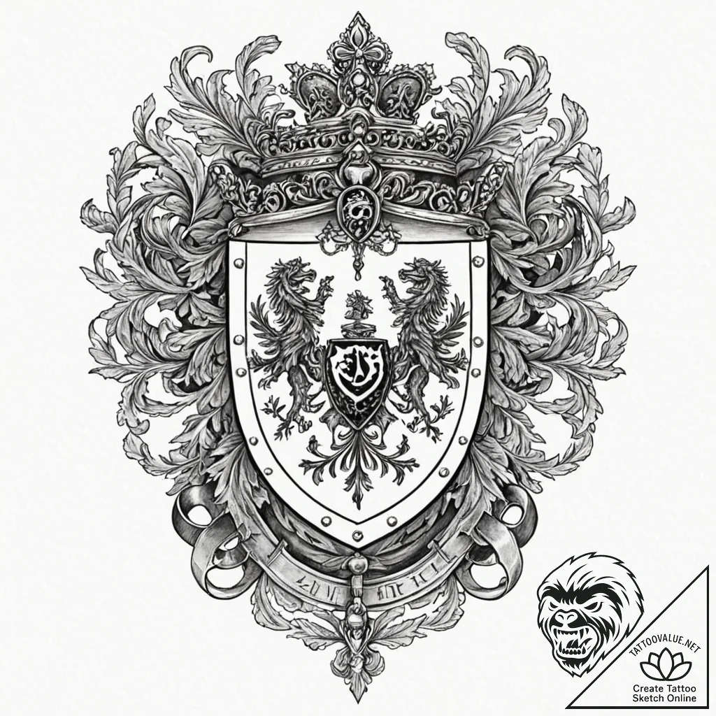 Coat of arms, artistic tattoo sketch, black o... - tattoo sketch (№1753101511_0, 21.07.2025 12:38) — tattoovalue.net