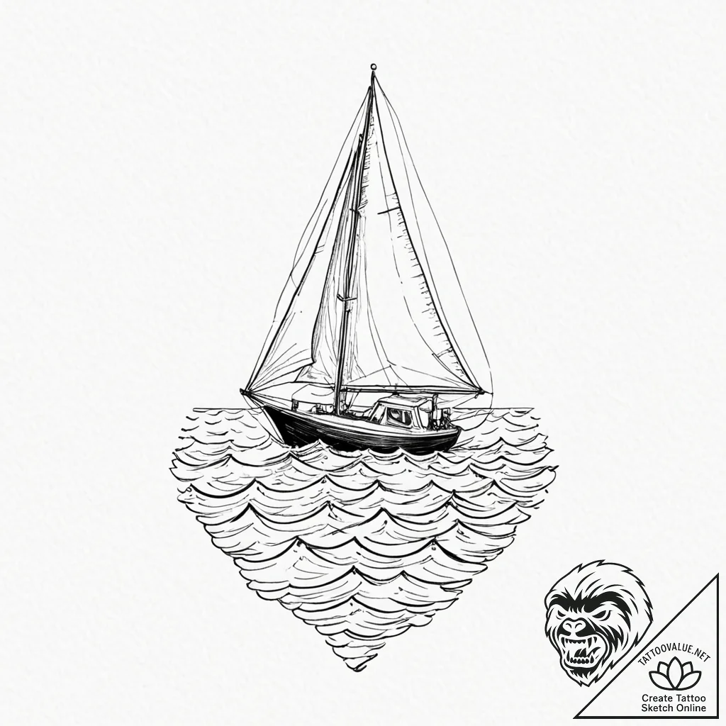 Tattoo sketch a small sailboat on one, the oc... - tattoo sketch (№1753102101_0, 21.07.2025 12:48) — tattoovalue.net