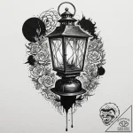 Tattoo sketch a stylized lantern casting eeri… – tattoo sketch (№1753102354_0, 21.07.2025 12:52) — tattoovalue.net