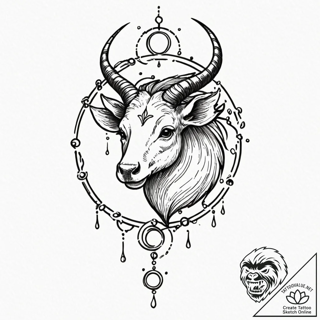 Tattoo design a zodiac animal with a single,... - tattoo sketch (№1753102440_0, 21.07.2025 12:54) — tattoovalue.net