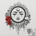 Sun and moon, ink illustration for tattoo, on… – tattoo sketch (№1753102607_0, 21.07.2025 12:56) — tattoovalue.net