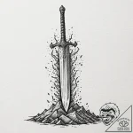 Tattoo design a knight’s sword plunged into t… – tattoo sketch (№1753102771_0, 21.07.2025 12:59) — tattoovalue.net