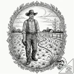 A powerful image of a farmer standing in a dr… – tattoo sketch (№1753103309_0, 21.07.2025 13:08) — tattoovalue.net