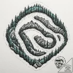 An aerial drone shot of a vibrant turquoise r… – tattoo sketch (№1753103386_0, 21.07.2025 13:09) — tattoovalue.net