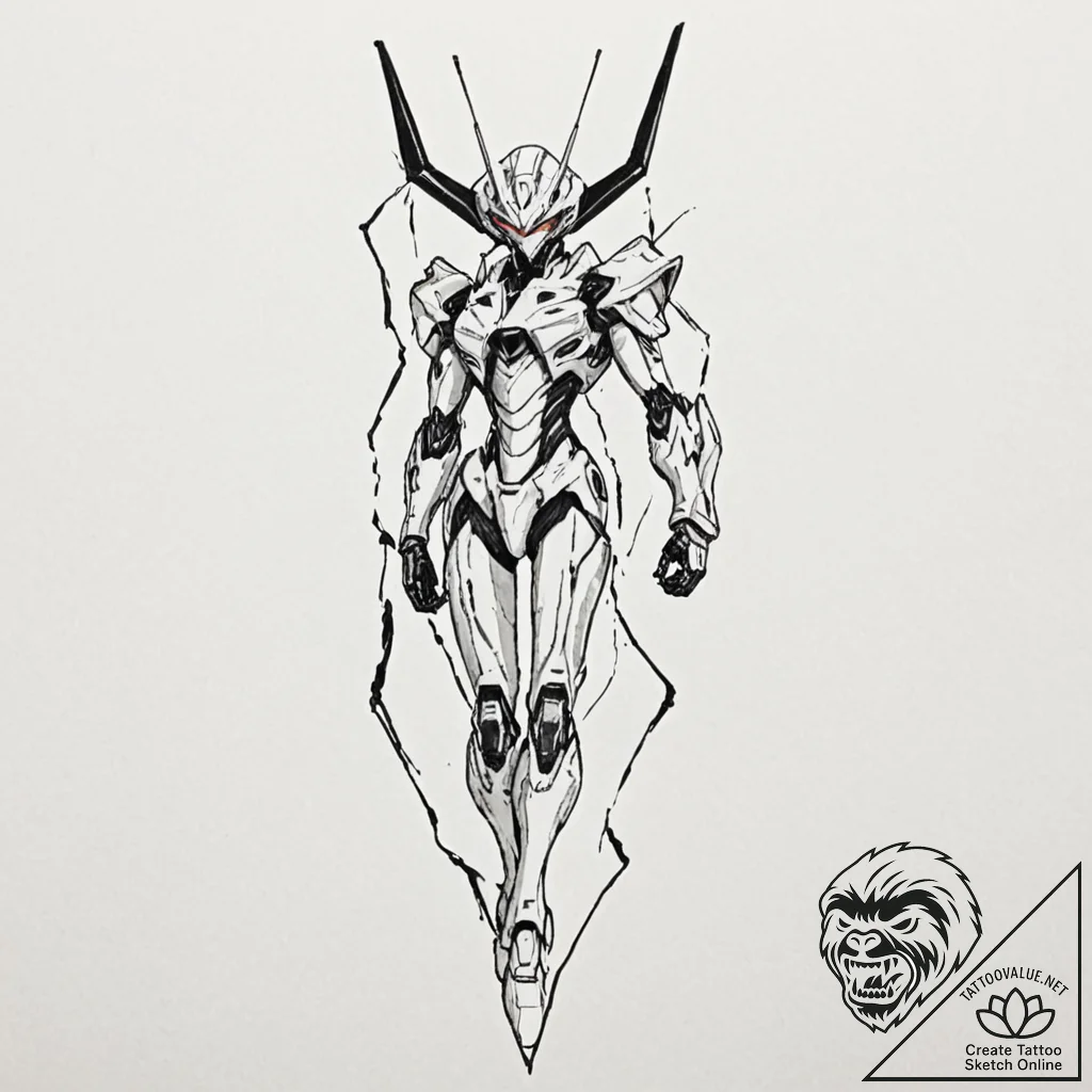 A sketch of the eva unit-01 from neon genesis... - tattoo sketch (№1753103464_0, 21.07.2025 13:11) — tattoovalue.net