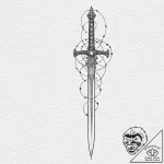 A linework tattoo of arya stark’s sword, need… – tattoo sketch (№1753103925_0, 21.07.2025 13:18) — tattoovalue.net